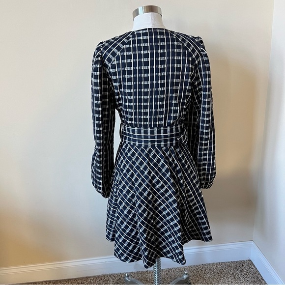 New! Tanya Taylor Nicola Puff-Sleeve Belted Check Mini Dress nwt 17334 - Picture 9 of 15
